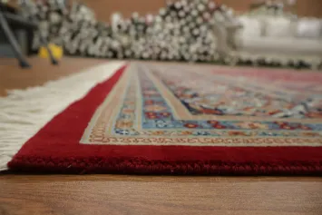 Classic Tabriz Persian Area Rug Rich Patterns in Red Pink and Blue Tones 9x12