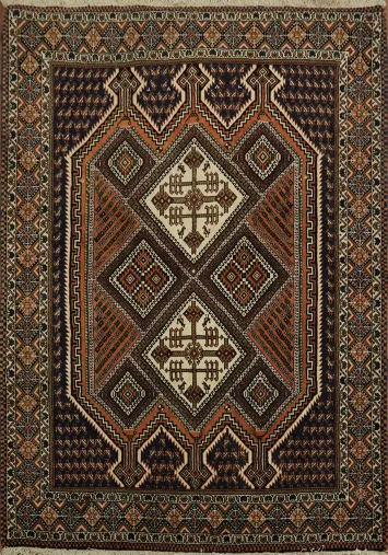 Vegetable Dye Tribal Sirjan Asfshar Persian Area Rug 5x7