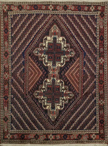 Elegant geometric Vegetable Dye Sirjan Persian Rug 5x6