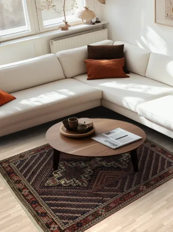 Elegant geometric Vegetable Dye Sirjan Persian Rug 5x6