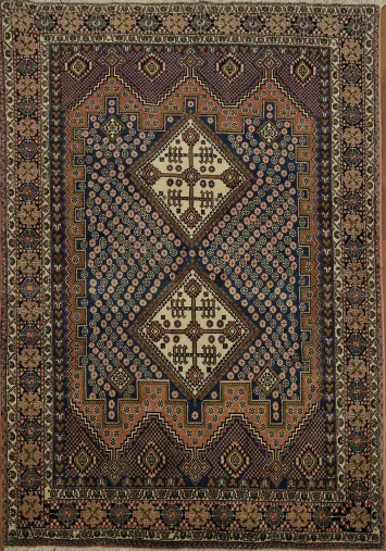 Vegetable Dye Geometric Tribal Sirjan Persian Area Rug 5x7