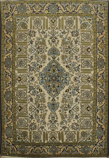 Sophisticated Medallion Vegetable Dye Shahreza Persian Rug 5x7