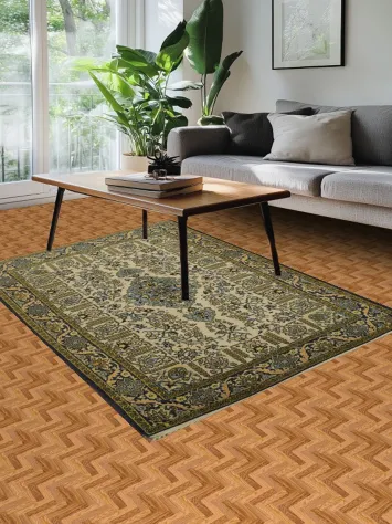 Sophisticated Medallion Vegetable Dye Shahreza Persian Rug 5x7