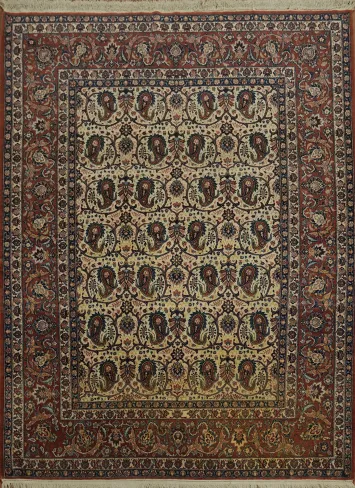 Masterpiece Vegetable Dye Isfahan Persian Rug 5x7