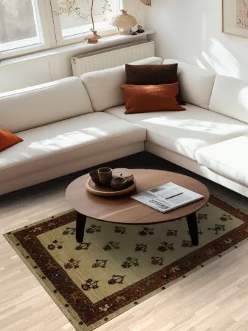 Elegant Ivory Vegetable Dye Gabbeh Persian Rug 4x6