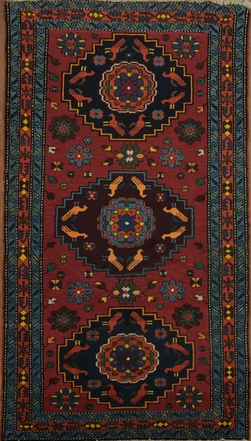 Geometric Tribal Vegetable Dye Malayer Persian Rug 4x7