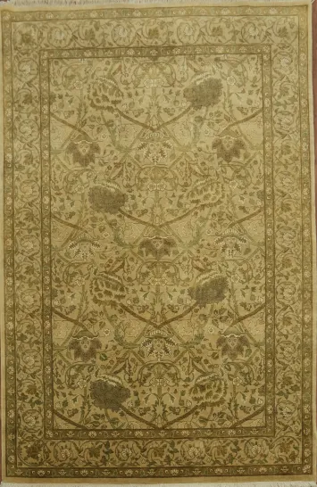 Detailed Traditional Vegetable Dye Agra Oriental Area Rug 6x9