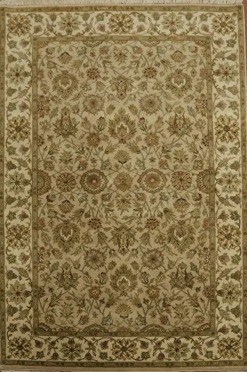Sophisticated Floral Vegetable Dye Agra Oriental Area Rug 6x9