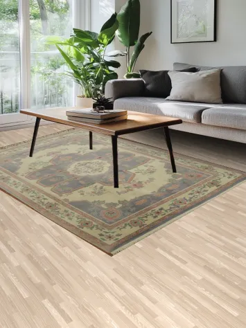 Sophisticated Vegetable Dye Art Deco Chinese Area Rug 6x9