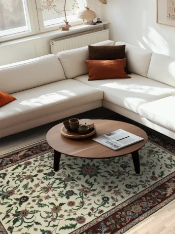 Elegant Floral Vegetable Dye Kashan Oriental Area Rug 6x9