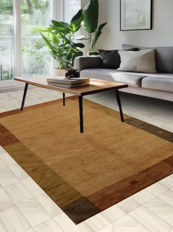 Warm Neutral Scandinavian Style Gabbeh Living Room Rug 5x8