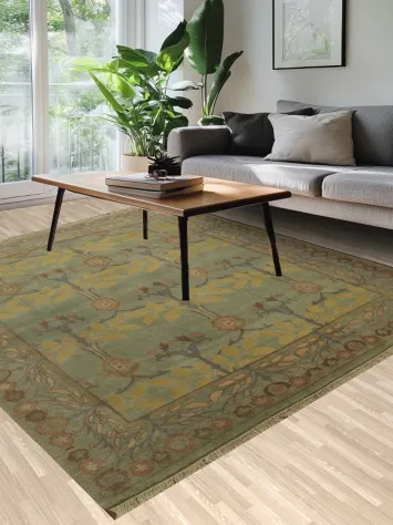 Classic Green Vegetable Dye Art Craft Chinese Area Rug 8x10