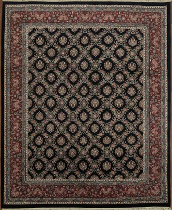 Elegant Black Vegetable Dye Kashan Oriental Area Rug 8x10