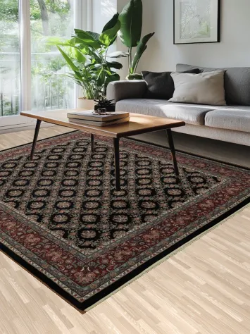 Elegant Black Vegetable Dye Kashan Oriental Area Rug 8x10
