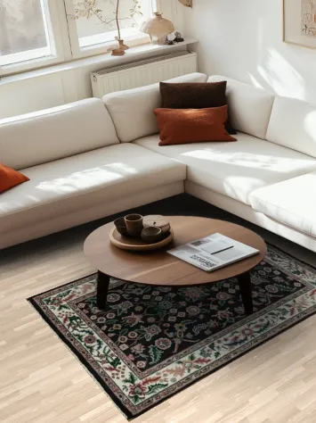 Sophisticated Black Agra Oriental Rug 4x6