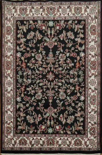 Elegant Black Agra Oriental Rug 4x6