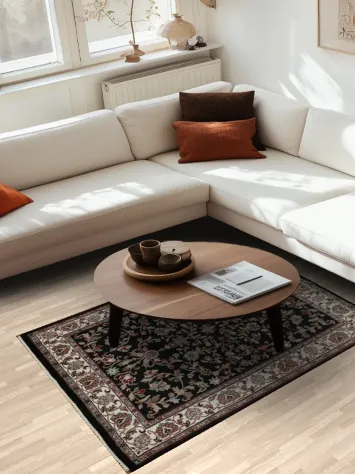 Elegant Black Agra Oriental Rug 4x6