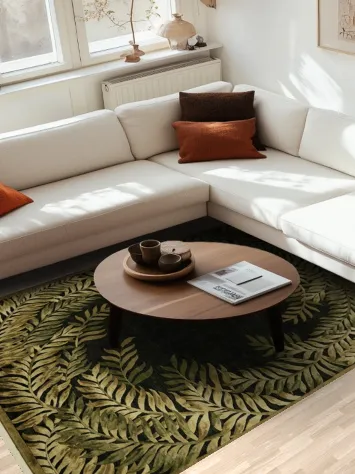 Elegant Leaf Motif 6x9 Art Deco Rug