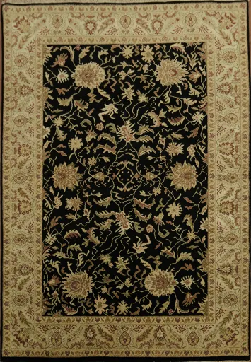 Stylish Traditional Black Floral Agra Oriental Area Rug 6x9