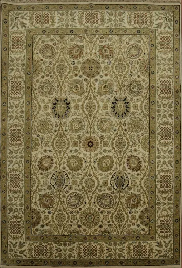 Elegant Beige All Over Design Agra Indian Area Rug 6x9