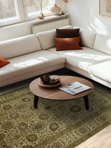 Elegant Beige All Over Design Agra Indian Area Rug 6x9