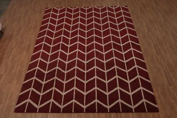 Modern Red Chevron Moroccan Large Rug 10x14 for Home Decor