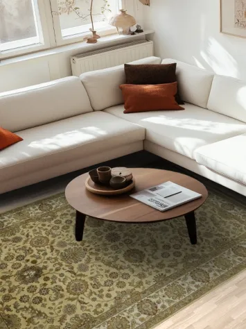 Elegant Beige Floral Agra Oriental Area Rug 6x9