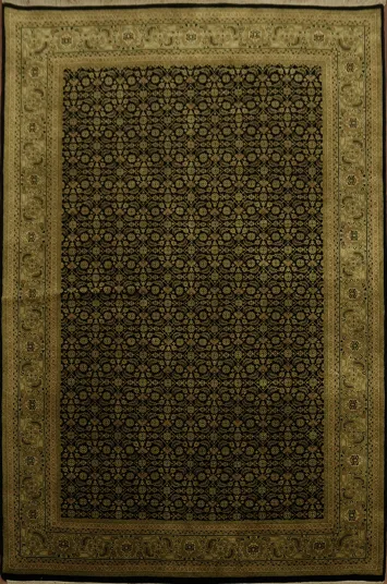 Luxurious Black Tabriz Oriental Area Rug 6x9