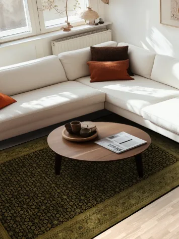 Luxurious Black Tabriz Oriental Area Rug 6x9