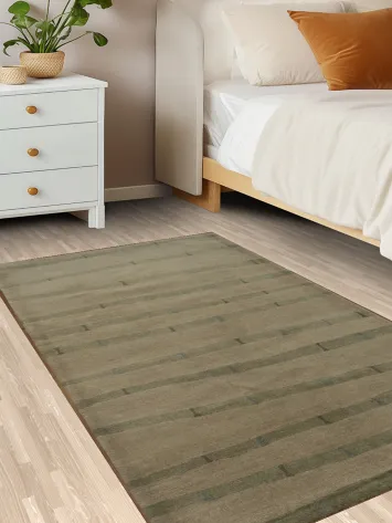 Stylish Striped Beige Nepalese Oriental Rug 3x5