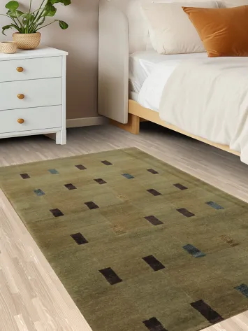 Contemporary Checkered Patterned Nepalese Oriental Rug 3x5