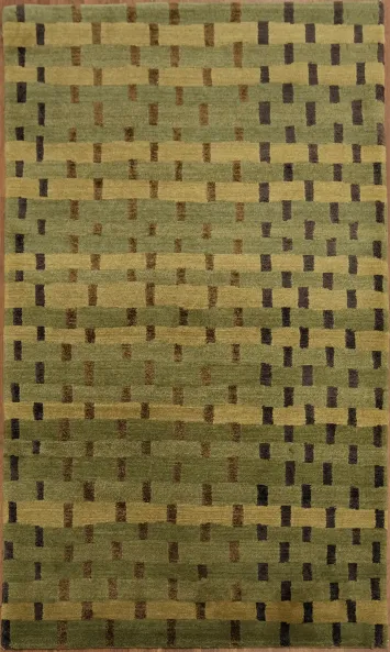 Chic Green Nepalese Oriental Rug 3x5