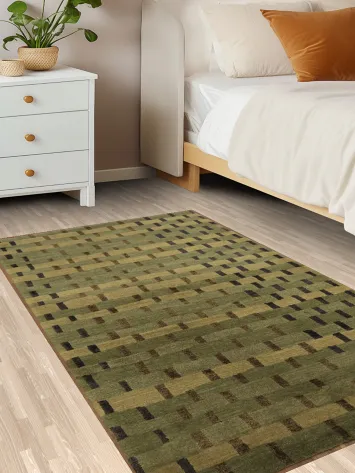 Chic Green Nepalese Oriental Rug 3x5