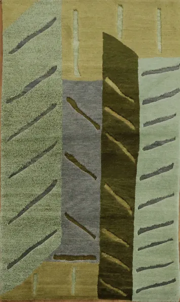 Contemporary Rug Featuring Abstract Nepalese Oriental Rug 3x5