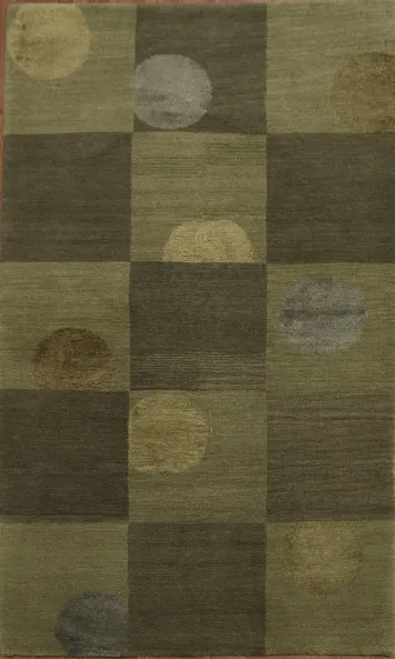 Modern Green Nepalese Oriental Rug 3x5