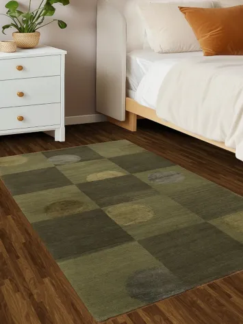 Modern Green Nepalese Oriental Rug 3x5