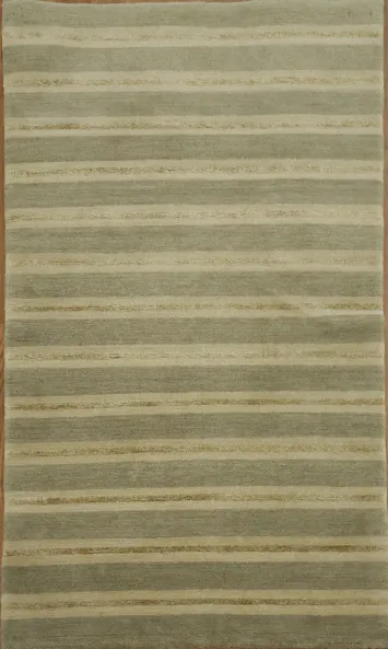 Elegant Earth-Toned Stripes: Nepalese Oriental Rug 3x5