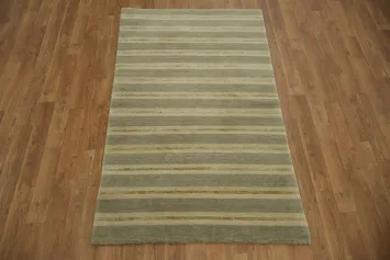 Elegant Earth-Toned Stripes: Nepalese Oriental Rug 3x5