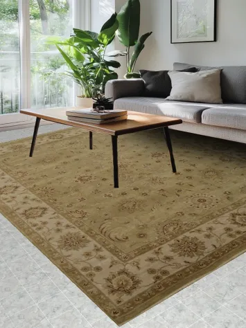 Elegant Olive Green Oushak Oriental Area Rug 8x10