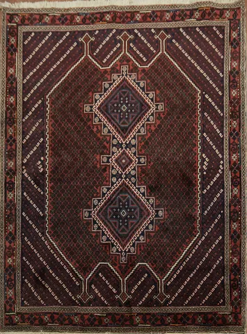 Vegetable Dye Geometric Tribal Sirjan Persian Area Rug 5x6