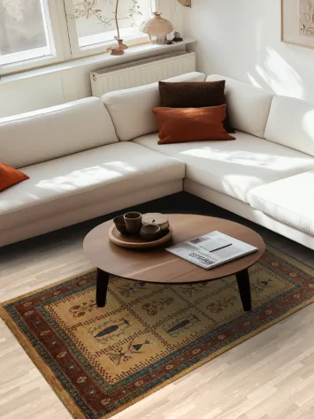 Vegetable Dye Gabbeh Qashqai Wool Persian Rug 4x7