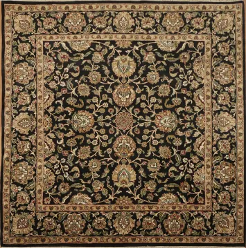 Luxury Decorative Black Agra Square Area Rug 8x8