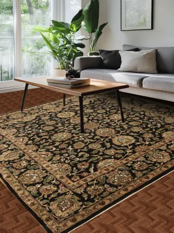 Luxury Decorative Black Agra Square Area Rug 8x8