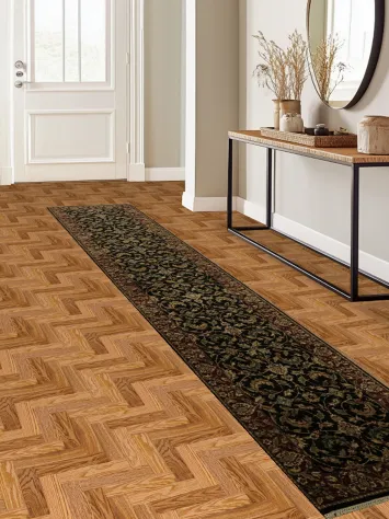 Stylish Black and Burgundy Agra Runner Rug for Elegant Home Interiors 2x13