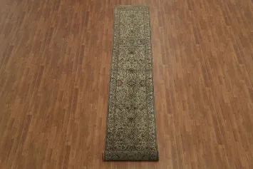 Elegant Green Floral Hallway Runner with Intricate Design Details 2x13
