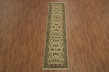 Floral Ivory and Taupe Ziegler Floral Runner Rug 3x11