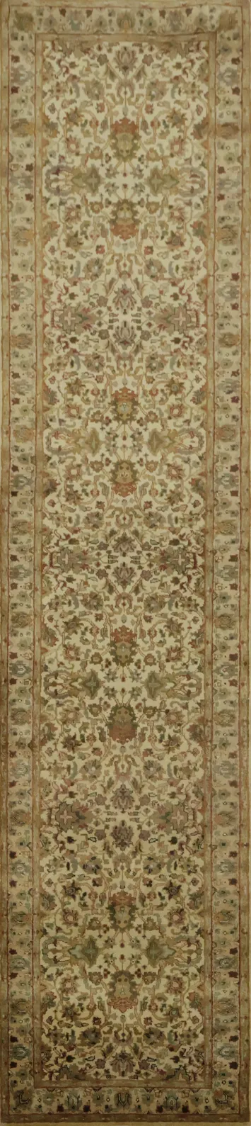 Traditional Agra Jaipur Runner Rug with Earthy Hues and Delicate Patterns 3x12
