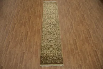 Traditional Agra Jaipur Runner Rug with Earthy Hues and Delicate Patterns 3x12