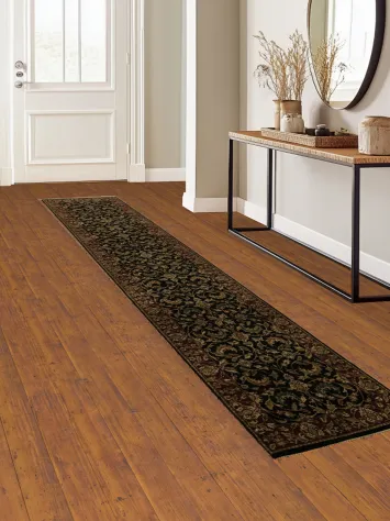 Elegant Black and Burgundy Agra Jaipur Runner Rug 2x13