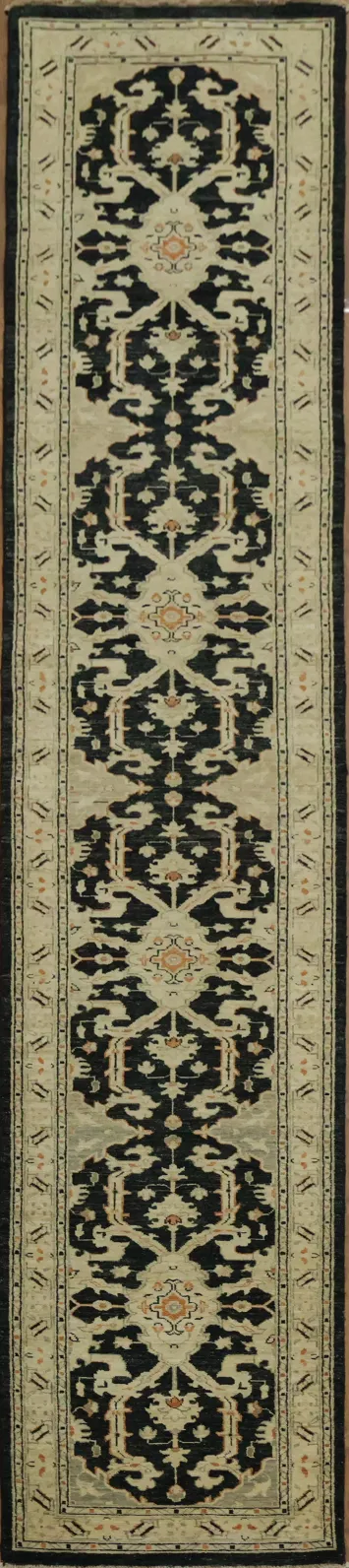 Classic Black and Beige Ziegler Runner Rug for Hallway Elegance 3x16
